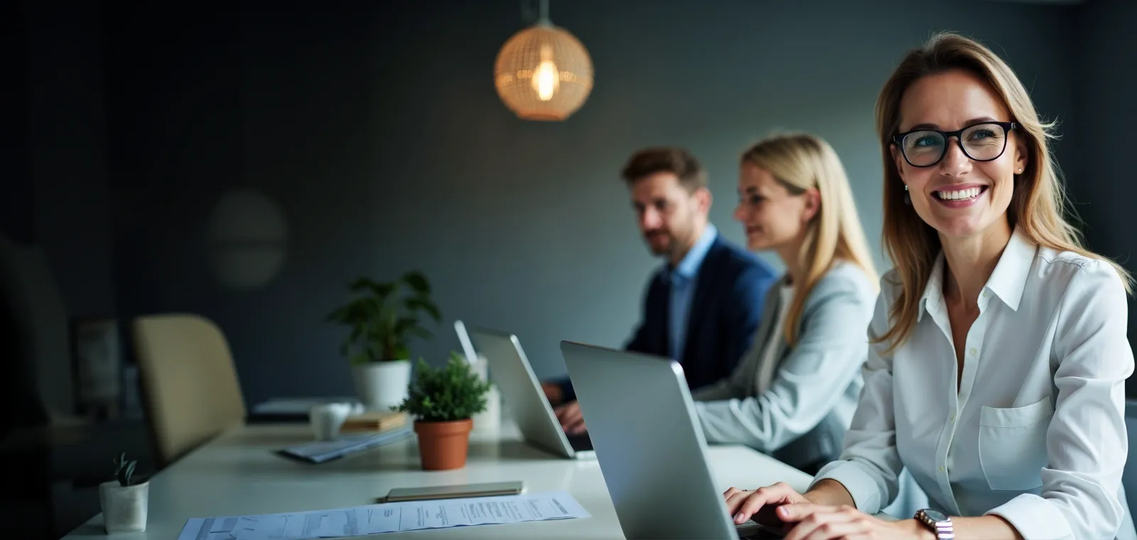 L'équipe CrediSegur travaillant ensemble au bureau